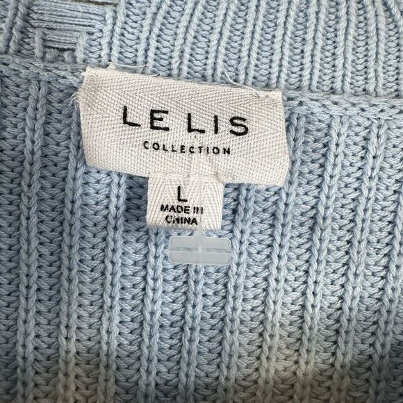 Le Lis Women's Sweater Blue Tie Dye Distressed Beach Crew Neck Pullover Size L - Picture 2 of 8